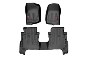 Jeep Gladiator Floor Mats - Front + Rear - Rough Country - RR Lockable - '20-'23 Jeep Gladiator Floor Mats - Front + Rear - Rough Country - RR Lockable - '20-'23